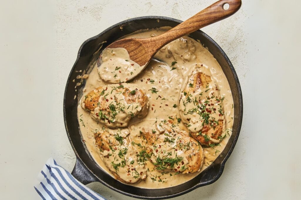 Delicious chicken dish topped with creamy Philadelphia cheese